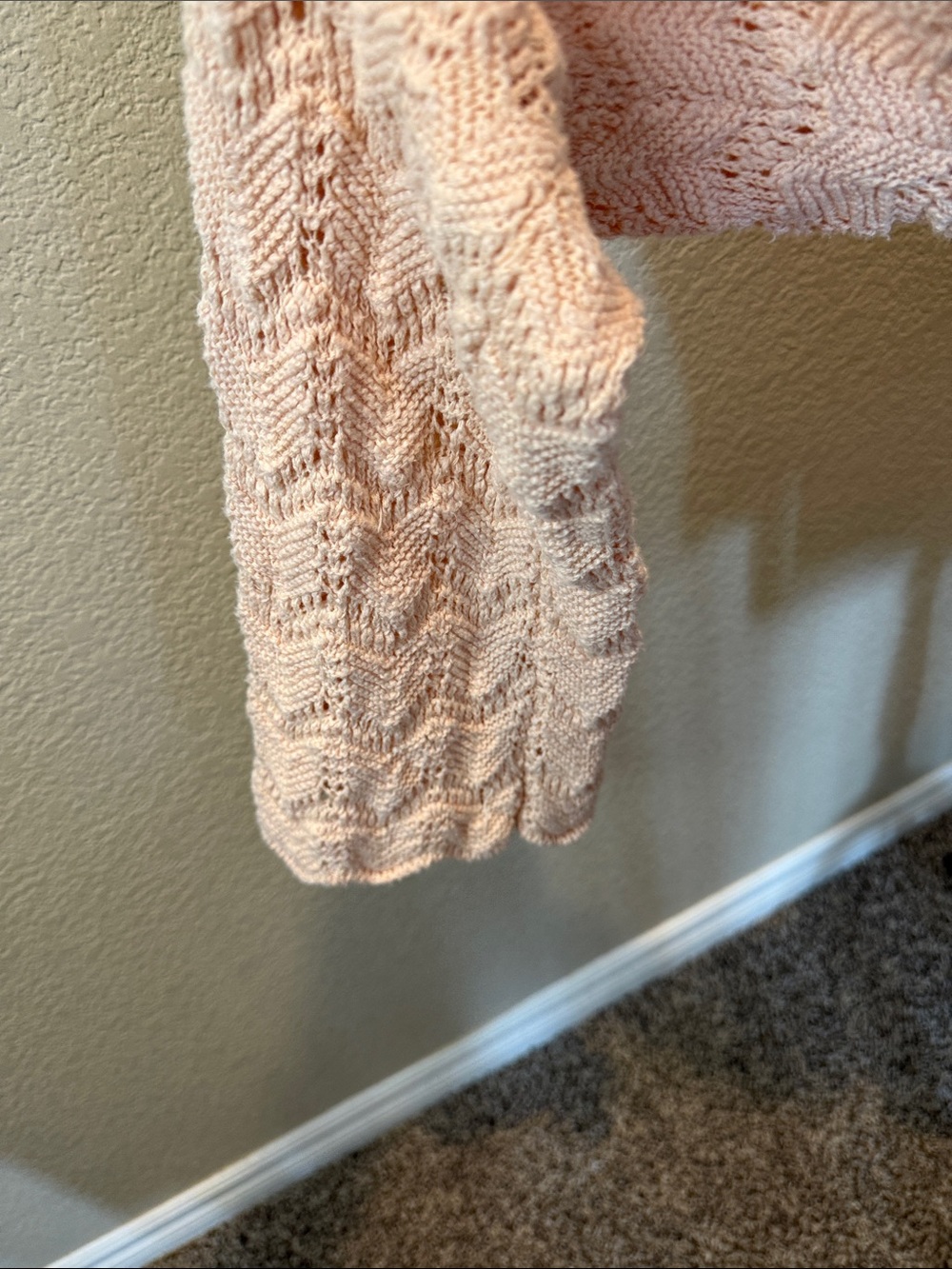 Women’s Open Knit Tie-Front Sweater Cardigan - Light Pink - Picture 6 of 8